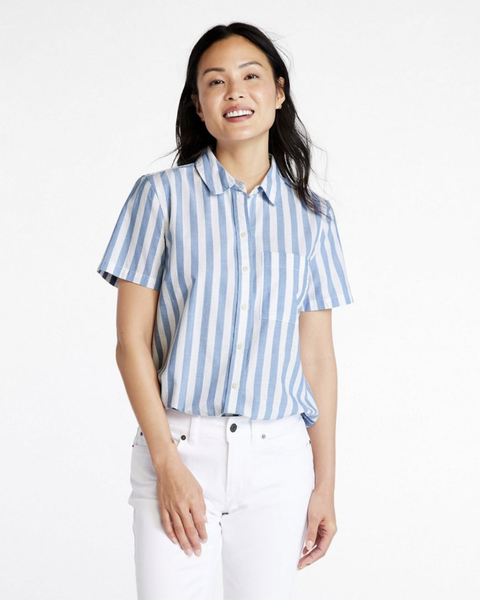 Organic Classic Cotton Shirt, Stripe, Short-Sleeve